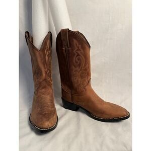 Justin Western Cowboy Boots Brown Leather Youth Size 3D (Big Kids)